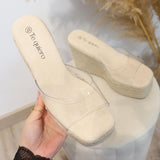 Sandalias de cuña con banda transparente | Plataforma abierta - FELIZ SHOPPING 