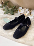 Bailarinas Mary Jane de terciopelo estilo retro -Cómodas combinables y disponibles en varios colores H9037