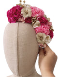 Corona de Flores Flamenca Hecha a Mano con Flores de Tela TK-26-f17