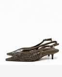 Zapato destalonado de punta fina con rejilla de brillo 9869 - FELIZ SHOPPING 