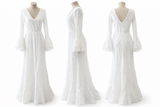 13962 Traje de Flamenco Blanco Elegante con Escote en V - FELIZ SHOPPING 