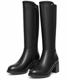 Botas Altas de Mujer con Tacón Ancho, Caña Elástica y Cremallera Lateral TF8922