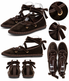 Zapatos Bailarinas Mujer de Terciopelo con Cordones Cruzados, Lazo al Tobillo, Suela Plana, Estilo Casual Elegante, 4 Colores YR913