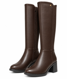 Botas Altas de Mujer con Tacón Ancho, Caña Elástica y Cremallera Lateral TF8922