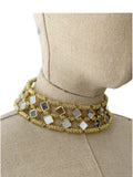 Choker Dorado con Espejos Geométricos -Collar de Diseño Artesanal co1299