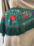 MANTON FLAMENCO BORDADO MEDIANA PARA ADULTOS Y NIÑAS - 270060 VERDE