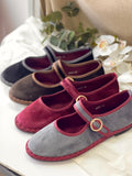 Zapatos Mary Jane de Terciopelo-Elegancia Vintage y Máxima Comodidad N5801