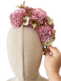 Corona de Flores Flamenca Hecha a Mano con Flores de Tela TK-26-f17