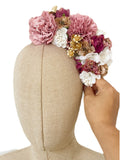 Corona de Flores Flamenca Hecha a Mano con Flores de Tela TK-26-f17