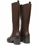 Botas Altas de Mujer con Tacón Ancho, Caña Elástica y Cremallera Lateral TF8922