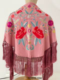 Mantón Flamenco Bordado con Flecos -Mantoncillo de Flamenca -Varios Colores 270032 - FELIZ SHOPPING 