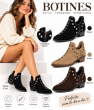 Botín de Mujer con Tachuelas y Cremallera Lateral - FELIZ SHOPPING 