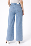 Jeans de Pierna Ancha de Talle Alto con Perlas PAV321