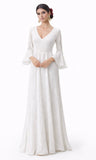 13962 Traje de Flamenco Blanco Elegante con Escote en V - FELIZ SHOPPING 