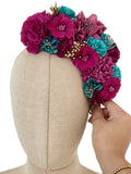 Corona de Flores Flamenca Hecha a Mano con Flores de Tela TK-26-f17