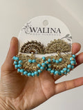 Pendientes flamencos de abanico con flecos y cuentas de colores PEN1299 - FELIZ SHOPPING 