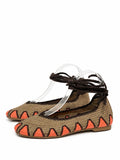 Bailarinas de crochet estilo bohemio con cordones N5810