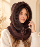 Pasamontañas de Punto para Mujer con Pelo Suave-Gorro y Cuello 2 en 1 -Cálido y Cómodo para Invierno go1499