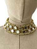 Choker Dorado con Espejos Geométricos -Collar de Diseño Artesanal co1299