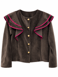 Chaqueta Corta de Mujer con Volantes y Botones Dorados | Estilo Elegante | 3 Colores 76854