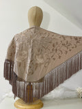L01-270034 MANTON BORDADO FLRCO CORTO BEIGE KHAKI