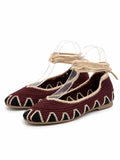 Bailarinas de crochet estilo bohemio con cordones N5810