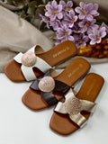 Sandalias Mujer Planas con Adorno Metálico Redondo MT12-68