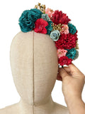 Corona de Flores Flamenca Hecha a Mano con Flores de Tela TK-26-f17