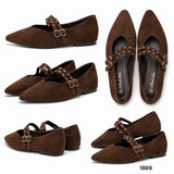 Bailarina de mujer estilo vintage con tachuelas -Zapato plano tipo Mary Jane