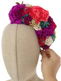 Corona de Flores Flamenca Hecha a Mano con Flores de Tela TK-26-f17