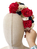Corona de Flores Flamenca Hecha a Mano con Flores de Tela TK-26-f17
