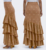 251111 Falda Flamenca con Volantes y Lunares - Falda de Baile Flamenco KHAKI