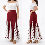 60105 Falda Flamenca con Lunares -Falda de Baile Flamenco de Cintura Alta