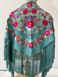 Mantón Flamenco Bordado con Flecos -Mantoncillo de Flamenca -Varios Colores Tk26