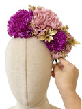 Corona de Flores Flamenca Hecha a Mano con Flores de Tela TK-26-f17