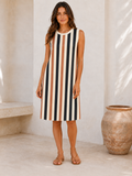 Vestido midi de rayas sin mangas YE906