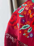 MANTON FLAMENCO BORADO FLORE ROJO -270053 BURDEO