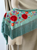 LM MANTONCILLO BORADO FLORE ROJO-VERDE AGUA 2 - FELIZ SHOPPING 