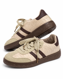 Zapatillas Casual Retro Combinadas de Mujer -Efecto Ante -Suela de Goma CC268