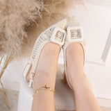 Zapato mule de mujer con puntera fina y tejido trenzado AA57