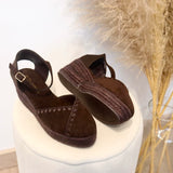Sandalias de cuña estilo alpargata con punta cerrada | Mary Jane con correa - FELIZ SHOPPING 