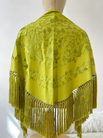 M04-270021 MANTON BORDADO FLRCO CORTO VERDE LIMON
