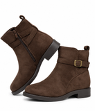 Botines de Mujer con Hebilla y Cremallera Lateral – Tacón Bajo, Cómodos y Elegantes 12353