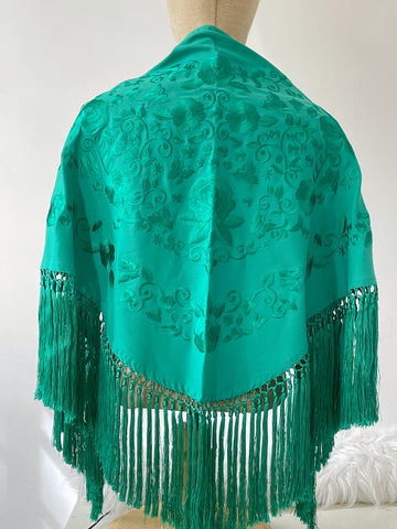 M04-270021 MANTON BORDADO FLRCO CORTO VERDE AGUA