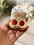 Pendientes flamencos vintage con medallón y flecos pen1199
