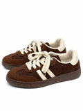 Zapatillas Casual Retro Combinadas de Mujer -Efecto Ante -Suela de Goma CC268