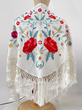 Mantón Flamenco Bordado con Flecos -Mantoncillo de Flamenca -Varios Colores 270032 Tk26
