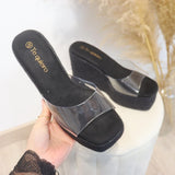 Sandalias de cuña con banda transparente | Plataforma abierta - FELIZ SHOPPING 
