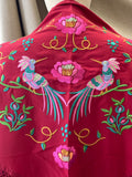 M01-2 Mantón bordado burdeo con flores y aves con flecos MANT3999 - FELIZ SHOPPING 