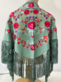 Mantón Flamenco Bordado con Flecos -Mantoncillo de Flamenca -Varios Colores Tk26